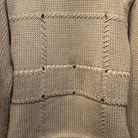 PURE Handknit Cotton Button Up‎ Tan Cardigan Sweater Size S/M - Picture 11 of 12